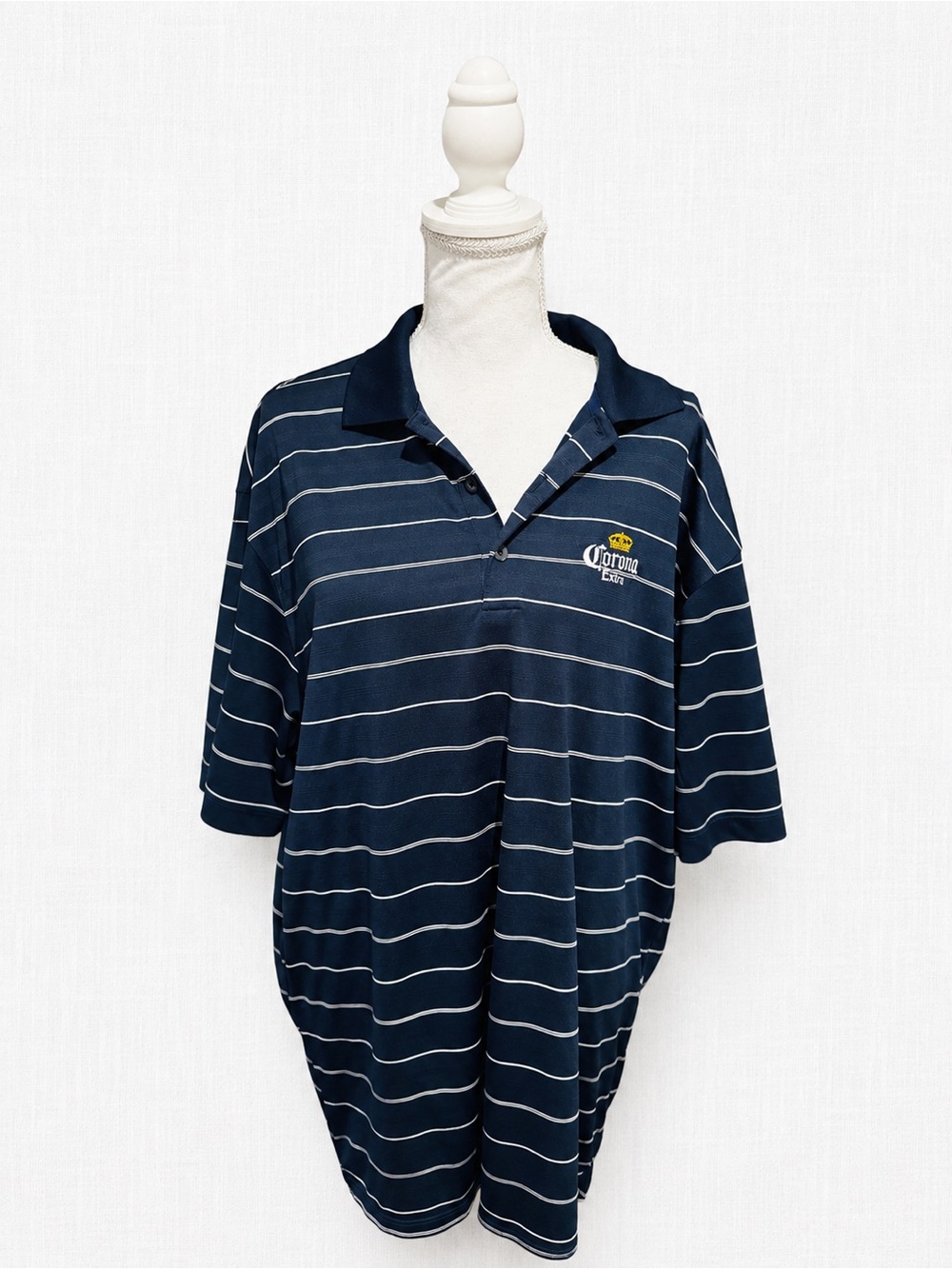 Nike Golf Dri-FIT Men’s Large Corona Extra Striped Polo Shirt Navy Blue